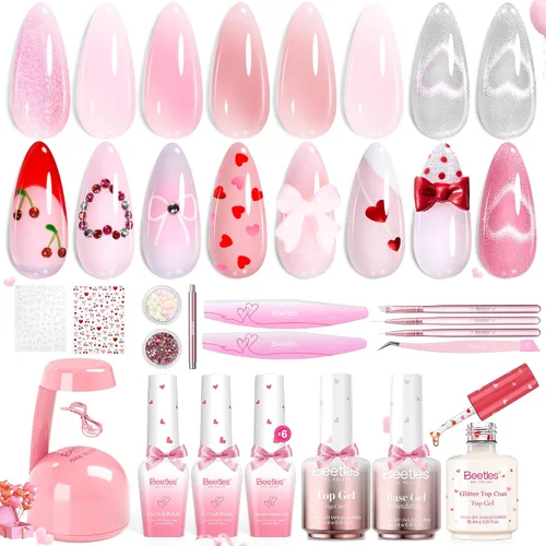Vista 13 de Beetles - Kit de esmalte de uñas de gel con luz UV, 20 colores, juego de 31