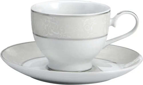 Vista 9 de Mikasa Parchment - Juego de vajilla de 40 piezas, servicio para 8, platos de porcelana duraderos, cuencos y tazas con diseño contemporáneo, apto