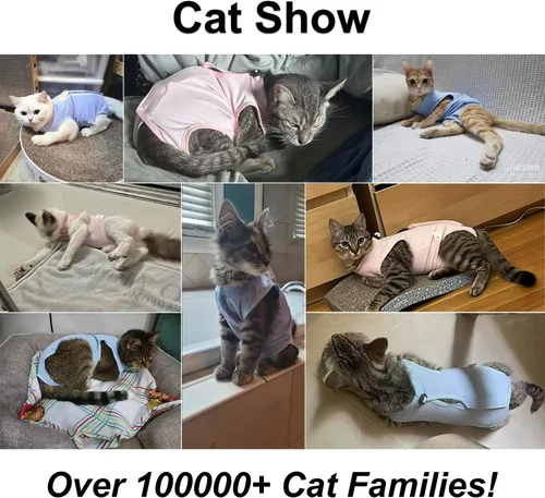 Vista 7 de Traje de recuperación para gatos, ropa de recuperación quirúrgica para heridas abdominales o enfermedades de la piel, mameluco de gatos después