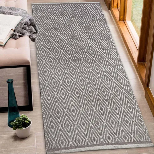 Vista 15 de Chardin Home, tapete 100% algodón, reversible por completo, de 21 x 34 pulgadas, se puede lavar a máquina, Gris y blanco Beige grisáceo - Blanco