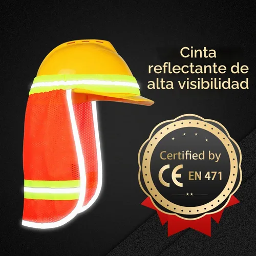 Vista 6 de Evridwear Protector solar de cuello de alta visibilidad con rayas reflectantes, sombra de seguridad con banda elástica de malla transpirable