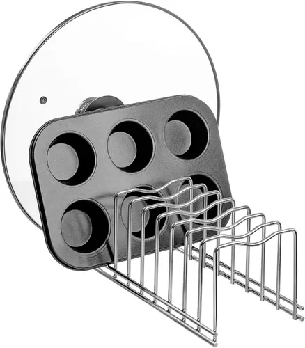 Vista 6 de Slideep Organizador de tapa de olla, organizador de almacenamiento de platos de cocina, estante de secado, organizador de tapa de olla para hornear