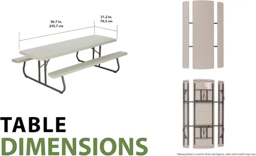 Vista 10 de Lifetime 80123 Mesa de picnic plegable y bancos, 8 pies