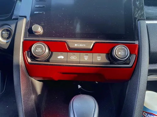 Vista 8 de Xotic Tech - Panel de consola central, cubierta de control de clima de CA, color rojo deportivo, compatible con Honda Civic de 10ª