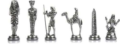 Vista 5 de Figuras de cobre antiguo del faraón egipcio, juego de ajedrez de metal para adultos, piezas hechas a mano y tablero de ajedrez de madera maciza