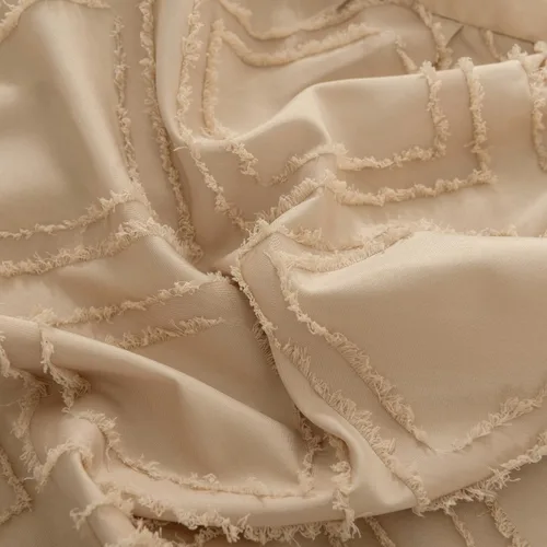 Vista 7 de Falda de cama tamaño Full con volantes y esquinas divididas, falda de cama boho acolchada caída de 14 pulgadas con plataforma, camello claro - 14