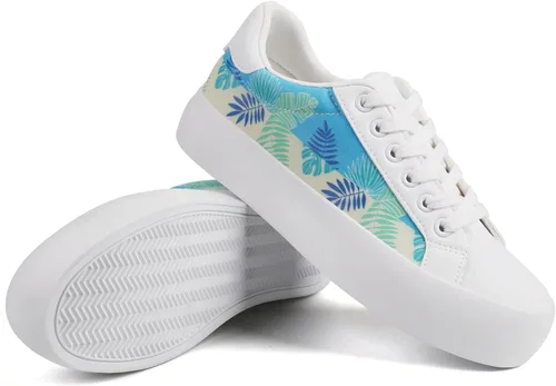 Vista 3 de JABASIC Zapatos deportivos de plataforma con cordones y estampado floral para mujer