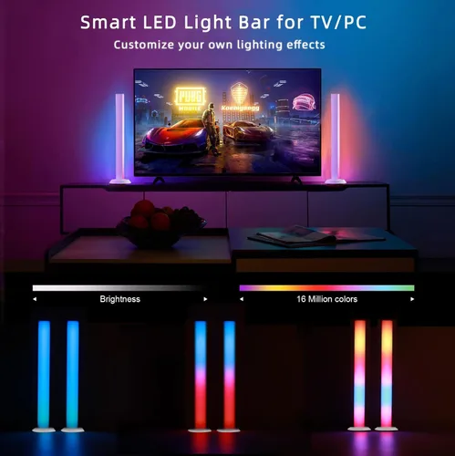 Vista 5 de Barra de luz LED inteligente, retroiluminación de TV, iluminación ambiental, compatible con Alexa, barra de luz RGB para habitación con 16 millones