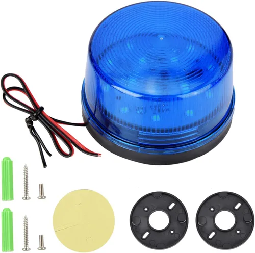 Vista 7 de FILFEEL Luz de advertencia LED de 12 V, luz intermitente azul estroboscópica LED estroboscópica alarma de advertencia de advertencia luz