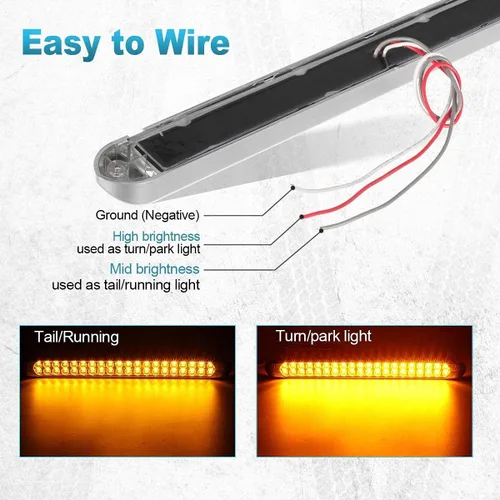 Vista 5 de PARTSam Kit de barra de luces LED de remolque de 17 pulgadas, lente transparente, doble fila, 40 LED, 2 luces traseras LED rojas de 17 pulgadas + 2