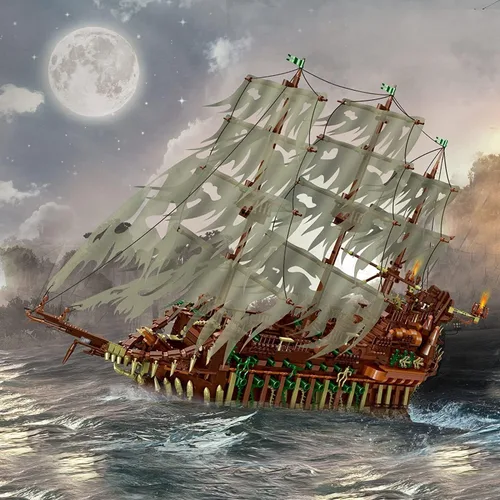 Vista 6 de Mould King Kit de bloques de construcción modelo de barco piratas grande, juego de bloques de construcción holandés MOC, juego de construcción