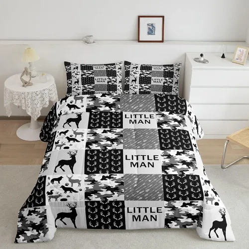 Vista 14 de Juego de edredón con siluetas de oso para niños, tamaño individual, decoración de Navidad para niños y niñas, adultos, edredón de plumón de pinos