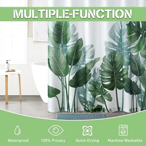 Vista 6 de KGORGE Cortina de ducha para baño, impermeable, con patrón de plantas, tamaño de cabina, decoración de baño para tina, inodoro, spa, 36 pulgadas
