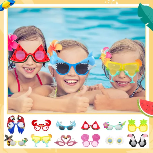 Vista 5 de Macarrie 48 piezas hawaianas Luau suministros para fiestas hawaianas Leis collares pulseras tropicales Luau fiesta gafas divertidas flores hawaianas
