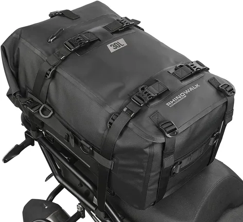 Vista 13 de Rhinowalk Bolsa de parachoques delantero de motocicleta, bolsa de cola, bolsa lateral de motocicleta de 6 L, bolsa de sillín completa impermeable