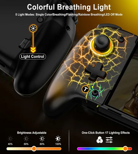 Vista 4 de Gamtoure Switch Controller Wireless for Nintendo SwitchOLED, Handheld One-Piece Switch Controller Replacement for Joy con, with Hall Effect