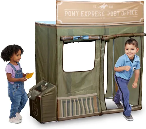 Vista 10 de Kid Trax USPS - Tienda de campaña desplegable Cape Cod Pretend de oficina de correos, juguetes para niños, carpas interiores para niños, juguetes