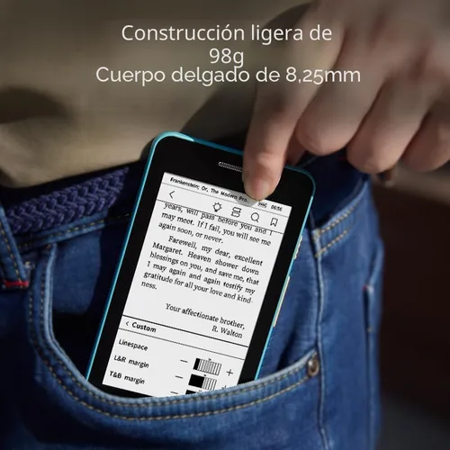 Vista 3 de OBOOK5 eReader, pantalla de 4.26" sin reflejos, 32G, cambios de página rápidos, luz frontal ajustable, semanas de duración de la batería, audiolibros