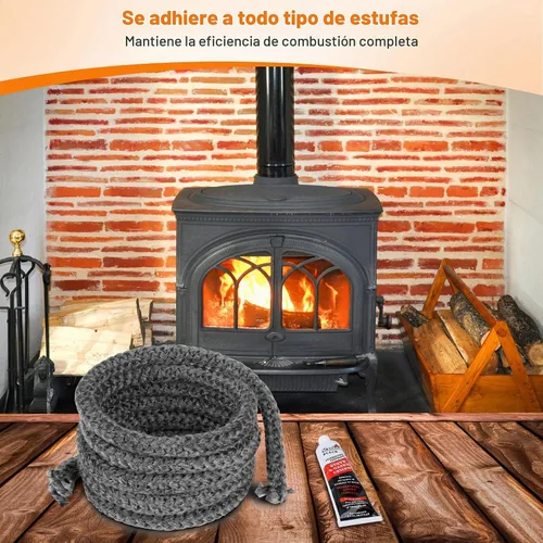 Vista 5 de Stanbroil Junta para estufa de leña, sello de cuerda de fibra de vidrio impregnada de grafito de 1/2" x 84" y kit de junta de cemento de alta