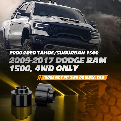 Vista 5 de Kits de elevación de nivelación trasera de 2" para Dodge Ram 1500 4X4 4WD 2WD 2009-2024, 2000-2020 Tahoe Suburban 1500, Dynofit Raise espaciadores