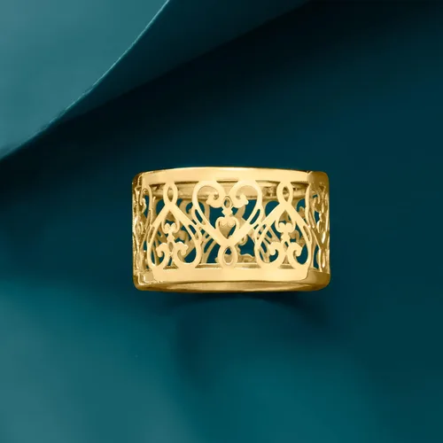 Vista 4 de Ross-Simons Italian 14kt Yellow Gold Filigree Heart Ring