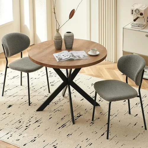 Vista 40 de Homedot Juego de 2 sillas de comedor tapizadas negras, modernas sillas de cocina de mediados de siglo tapizadas con cojín acolchado para comedor