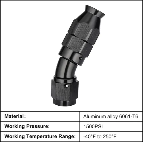 Vista 3 de EVIL ENERGY - Adaptador de manguera de una pieza PTFE 4AN de 30 grados, aluminio, color negro