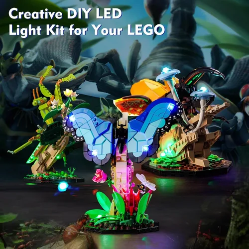 Vista 7 de LocoLee Kit de luces LED para LEGO The Insect Collection 21342 Ideas Bugs, accesorios de iluminación compatibles con LEGO Nature 21342 Butterfly Set