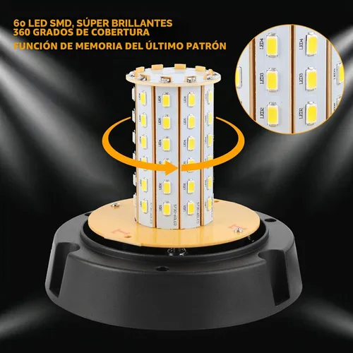 Vista 3 de ASPL Luces de Baliza Intermitente de Advertencia LED, 60 Luces LED Ámbar Intermitentes de Seguridad Estroboscópicas con Magnético y Cable Recto
