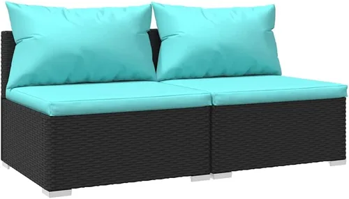 Vista 18 de Patio 3 Seater Sofa with Cushions Brown Poly Rattan Brown and Green
