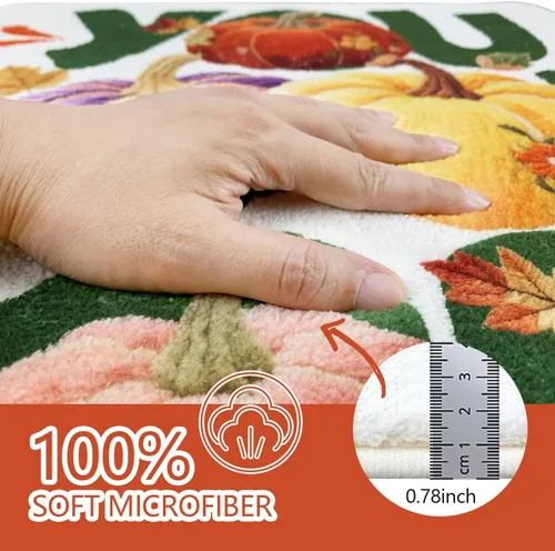 Vista 8 de SHIYUE You Look Good - Alfombra de baño divertida y bonita alfombra de baño con diseño de calabaza de otoño, suave, absorbente de agua