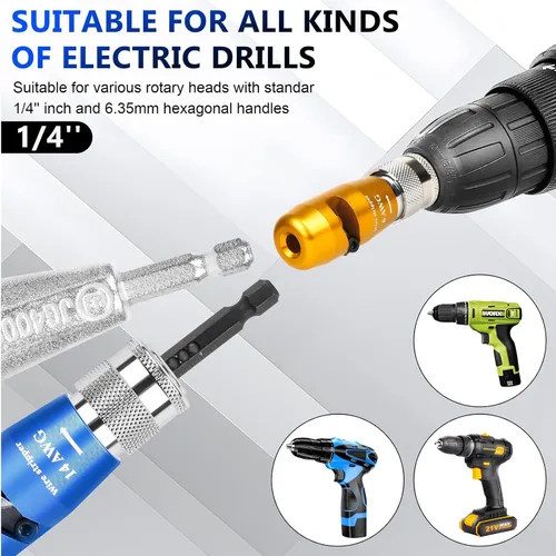 Vista 3 de Pelacables para taladro, herramienta de pelado de cables eléctricos nueva actualización 2025 para calibre 14/12/10/8/6 AWG, para pelado y torsión