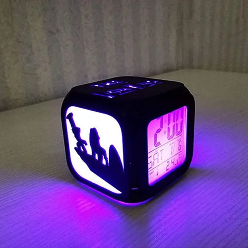 Vista 2 de Reloj despertador Forest Lion King creativo 3D LED pequeño despertador para habitación de los niños dormitorio con luz nocturna LED reloj