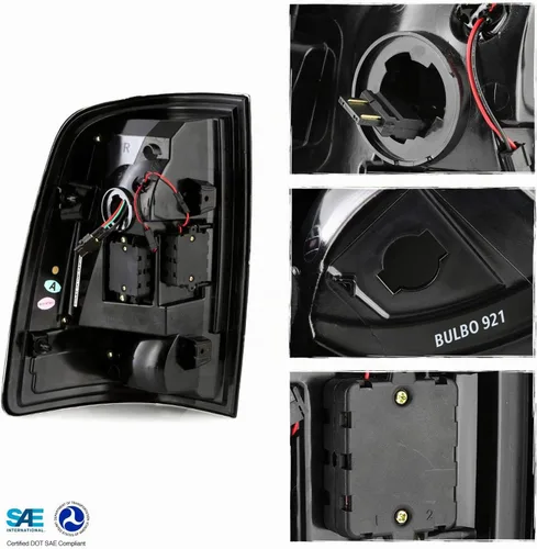 Vista 3 de AKKON - Compatible con Ram 1500 2500 3500 Pickup Lumiled LED tipo C [barra de tubo C] par de repuesto de luces traseras negras izquierda + derecha
