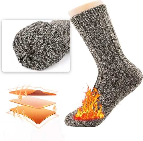 Vista 3 de Zando Athletic Sports Knit Pattern Womens Winter Socks Crew Cut Cashmere Retro Thick Warm Soft Wool Socks