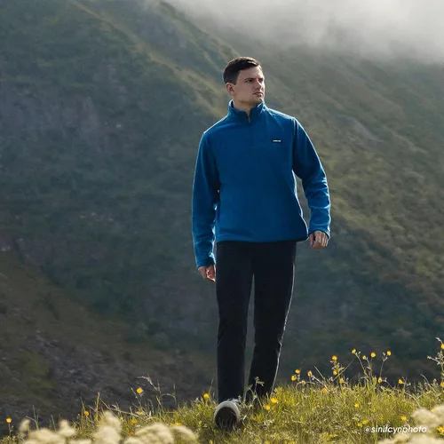 Vista 4 de Lands' End Jersey de forro polar con cremallera corta para hombre
