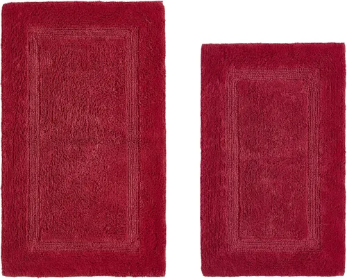 Vista 447 de Better Trends - Juego de 2 alfombras de baño 100% algodón, extra suaves, con borlas, de 17" x 24", alfombra de baño superabsorbente y reversible