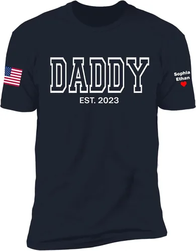 Vista 2 de NAZENTI Personalize Grandpa USA - Camisa de bandera de papá de Estados Unidos - Camisa personalizada con manga con nombre para niño, camisa de papá