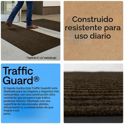 Vista 3 de Gorilla Grip - Tapete afelpado original de goma con perfil bajo, resistente, duradero, impermeable y fácil de limpiar para interior y exterior Marrón