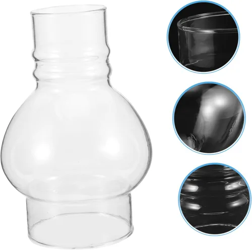 Vista 4 de Pantalla de lámpara de queroseno transparente Lámpara de aceite transparente de cristal de la chimenea de la lámpara de aceite de la pantalla