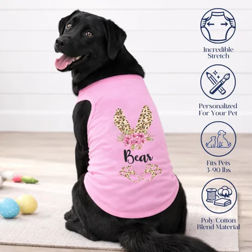Vista 4 de Camisa personalizada para perro de Pascua con guepardo, camisa para perro de conejo de Pascua, camisa de orejas de conejo de Pascua para perros