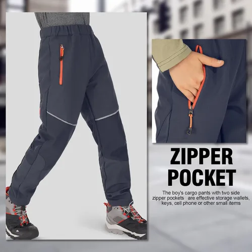 Vista 5 de Toomett Pantalones cargo de nieve para niños, niñas y niños al aire libre con forro polar suave Shell senderismo pesca esquí pantalones aislados