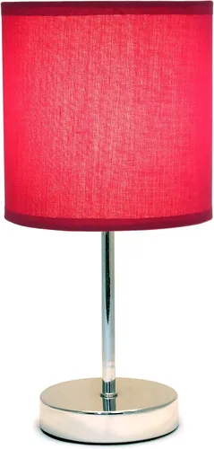 Vista 7 de Simple Designs LT2007-WNE-LB - Mini lámpara de mesa básica cromada para sala de estar, mesita de noche, escritorio, encimera, rojo vino