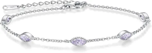 Vista 15 de CDE Pulsera de piedra natal para mujer, plata de ley 925, con eslabones de mal de ojo, gótico, negro, angular, con circonita cúbica, aniversario