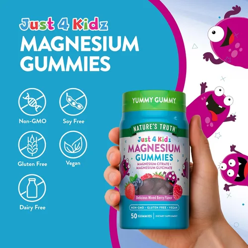 Vista 3 de Nature's Truth Gomitas de magnesio para niños Glicinato y citrato 50