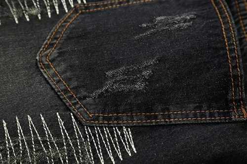 Vista 4 de IDEALSANXUN Pantalones de mezclilla ajustados para hombre con estampado impreso