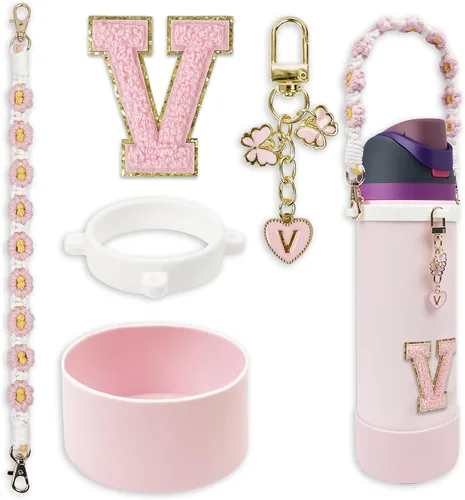 Vista 16 de SITKOL Juego de Monogramas Bonitos de Silicona Compatible con Botella de Agua Owala 24 oz, 32 oz, 40 oz - Accesorios Perfectos con la Letra Owala