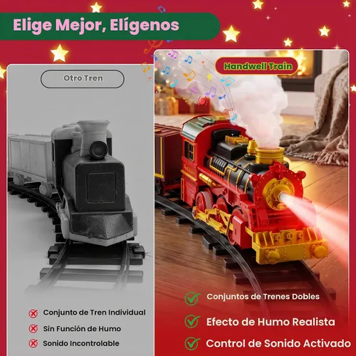 Vista 8 de Juego de tren colgante para árbol de Navidad, tren de juguete de 2 niveles