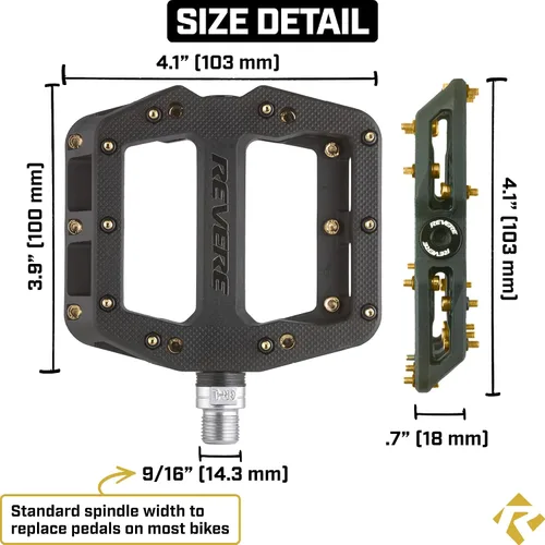 Vista 6 de Revere Pro Grip - Pedales de bicicleta de montaña y grava, rodamientos ultra suaves, antideslizantes, indestructibles, ligeros, compuestos