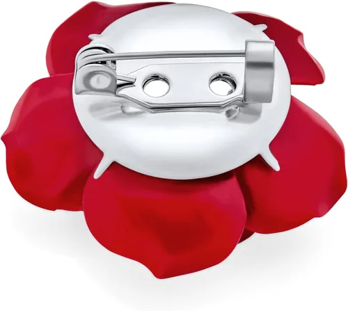 Vista 2 de Broche de moda romántica rosa, azul, negro, blanco, rojo, floral, tallado en 3D, rosa, rosa, grande, para mujeres y adolescentes, Resina Metal